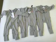 Bonds Zippy Wondersuit x 5 - Size 000 - Grey/white Stripe - NWT