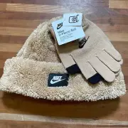 Nike Cozy Peak Beanie and Gloves Set Tan One size