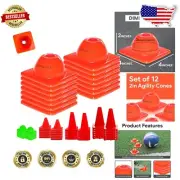 Durable 12-Pack Agility Training Cones - Perfect for Kids and Traffic Training