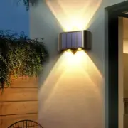 Waterproof Outdoor Solar Wall Lamp - 4 LED Warm Light Up & Down Garden Decor