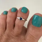 Sterling Silver Toe Ring with Synthetic Sodalite, Silver Ring, Boho Ring