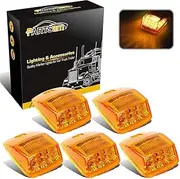 Partsam 5xSuper Bright Amber Yellow 17 LED Cab Marker Top Clearance Roof Lights Assembly w/Reflector for Semi Truck Trailer Kenworth Peterbilt Freightliner Mack Volvo International Paccar