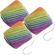 3 Rolls Knitting Crochet Cotton Thread Convenient Crocheting Yarn Wool Yarn Rainbow Wool Knitting Yarn Comfy Sweater Scarf Crocheting Yarn Baby Yarn Lace Thread Duan Dye