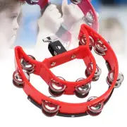 Hand Tambourine Double Row Metal Jingles Handheld Percussion Drum Instrument HR6