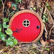 Fairytales Door Decoration,Fairy Garden Door for Tree,Mini Fairy Garden Sculpture Lawn Ornament Decor,Fairy Doors for Trees Outdoor & Tree Trunk,Fairytale Tiny House Doors Mini Gift (Red)