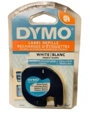 DYMO LetraTag Plastic Label Tape Cassette 1/2" x 13ft White 91331 Refills New LT