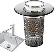 Popup Sink Drain Stopper, Bouncing Sink Filter for Shower, Anti-Clog Press Pop Up Core Drain Filter for Shower Kitchen Laundry