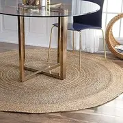 Aizza Trends Indian Handmade Braided Inner Gray Jute Area Rug-Floor Carpet Rug-Bed Side Runner Rug-Doormat Rug - 8 x 8 Feet Round (240 cm x 240 cm)