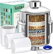 20 Stage Shower Filter w/ 3 Cartridge, Shower Head Filter, Reduce Well Hard Water Chlorine Heavy Metal & Impurity, Improve Skin Hair, Fit Most Handheld Showerhead Fixed Rainfall, Chrome