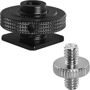 LUORNG 2PCS Aluminum Alloy Hot Shoe Adapter Camera Side Hole Reinforced Round Plate Cold Shoe Mount Conversion Screw 1/4 Male to 1/4 Male Suitable for Magic Arms Video Lights Monitors