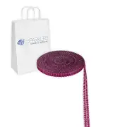 Fuchsia 2 Row Diamond Rhinestone Ribbon Trim Mesh Wrap 1 Yard - Wedding np
