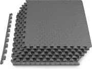 Exercise Puzzle Mat ½-In, Checkered EVA Foam Floor Tiles W/Non-Slip Texture, Gym