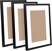 Artiss Photo Frame, Set of 3 A3 12 x 17 Inch Art Photos Picture Display Frames Sets Gallery Wall Hanging Collage Decor for Home Living Room Bedroom, Rectangle HD Vision Glass Photograph Mat Black