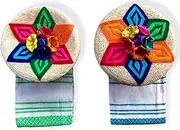 Tortillero Sombrero & Pancake Handwoven Basket & Handloomed Tortilla Cloth 2 Pack Warmer Keeper Bundle 100% Palm Mexican Art - Multicolor (Multicolor3)