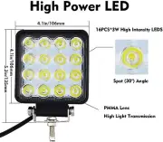 -2 pack- 48W 4"inch Square HD LED Light Bar Spot Flood Combo Beam Trucks SUV ATV