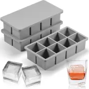 3Pack Large Silicone Ice Cube Tray Molds w/ Lids Stackable Square Ice Cube Molds