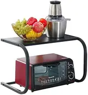 2 Tier Microwave Shelf Stand,Microwave Oven Rack,Bakers Rack, Kitchen Countertop Organizer Shelves,Heavy Duty Steel Metal Shelf U-Shaped Multifunctional Kitchen Countertop Storage(Black)