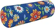 GuoChe Bolster Pillow for Couch Colorful Flowers Blue Neck Roll Pillow Decorative 5.5" x 17" Round Pillows for Bed Cylinder Throw Pillow Back Support Pillow