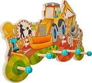 Hess Holzspielzeug 30301 Wooden Coat Rack with 5 Hooks for Children, Handmade, as an eye-catcher in every children's room and hallway
