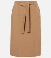 ['S Max Mara] 'S Max Mara Alec belted wool midi skirt UK 8 brown