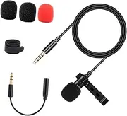 CONGARTENO Clip Omnidirectional Lavalier Microphone for Recording Lightweight Portable Lapel Mic for Smartphones Cameras Computers for Interviews Webcasts Lectures Black