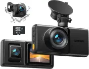 3 Channel Dash Cam Front and Rear Inside, 2K Single, 1080P Triple Dash Camera fo