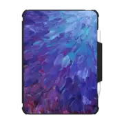 iPad Pro 11-inch (M4) Impact Folio Case SCALES OF A DIFFERENT COLOR - Bold Deep Violet Aubergine Lavender Periwnke Purple Ombre Ocean Waves Splash Abstract Peacock Feathers Painting
