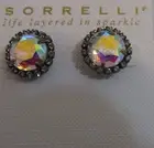 Sorrelli Snow Flake Aurora Borealis Earrings ECX98AGSNF Antique gold tone