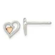 Sterling Silver & Rose-Tone Open Heart Children'S Post Earrings