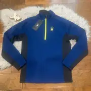 Spyder Mens Pullover 1/4 Zip Blue Black Outbound Jacket Size Small New