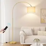 Dimmable Arc Floor Lamp with Remote, Color Temperatures Deep Beige and Gold
