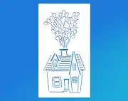 Whimsy House with Balloons Reusable Stencil (Many Sizes)