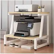 Printer Stand Double Layer Printer Storage Rack Floor Standing Small Printer Office Document Storage and Organization Rack Printer Table(Yellow)