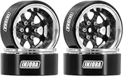 INJORA ModuFelgen 1.3 Beadlock Negative Offset Wheels with 8 Spoke Interchangeable Carbon Fibre Module for 1/18 1/24 RC Crawler, Silver
