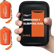 Frelaxy Emergency Sleeping Bag 1-Pack/2-Pack, Extra-Thick Compact Survival Bivy with Whistle, Storage Pouch, and EVA case, Perfect for Survival Kits