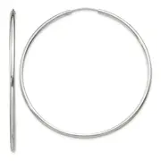 Sterling Silver 2X60mm Endless Hoop Earrings