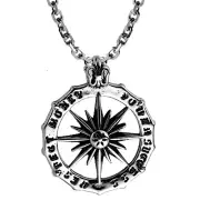 Men's Fashion Sun God Compass Hip Hop Titanium Stainless Steel Necklace Pendant