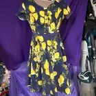 Sz 12 50s Style Blue Lemon Orchard Bloom Swing Dress By Unique Vintage