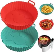 2 Pack Silicone Lined Pot for Air Fryer, Reusable Liners With Handles - Air Fryer Oven Accessories, Basket