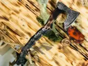 CUSTOM HAND FORGED CARBON STEEL ASHWOOD HANDLE VIKING BEARDED HATCHET OUTDOR AXE