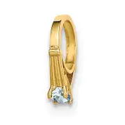 14k Yellow Gold 14K 3D Ring with Light Blue CZ Charm