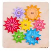 Bigjigs Toys Wooden Cog Puzzle Colourful Spinning Gear Puzzle for Toddlers