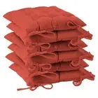 6x Square Dining Chair Seat Cushions Cotton Polyester Outdoor Dining 40cm Red