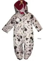 DISNEY Baby HOODED SNOWSUIT “HELLO” MICKEY MOUSE EARS 3-6 M Unisex NWT
