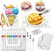 Magic Puffy Paint Kit for Kids, Magic Foam Texture Painting Paper, 3D Drawing Canvas Sponge, DIY Bubble Drawing Pens Art Supplies (Square)