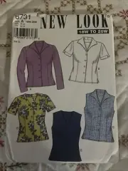 New Look 6731 Sewing Pattern Misses Blouse Top Sizes 18-26W Plus 5 Styles UNCUT