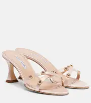 [Manolo Blahnik] Manolo Blahnik Pyrenea embellished satin mules AU 7 pink