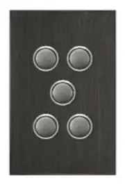 Clipsal SATURN PUSH BUTTON SWITCH 5-Gangs 20A 250V LED Indicator, Horizon Black