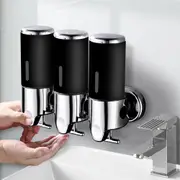 Traderight 3 Bottles Bathroom Shower Soap Dispenser Shampoo Gel Pump Wall 1500ml Black