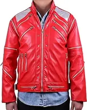 Michael Costume Jackson Beat it Metal Zipper Leather Jacket Kids,Child & Adult